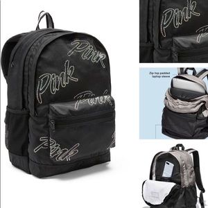 Vs Pink Black Backpack With Rinestones